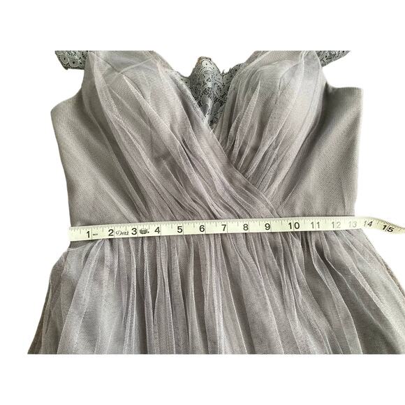 Jenny Yoo Collection Dark Gray Tulle Lace Dress Size 2 - Picture 7 of 9